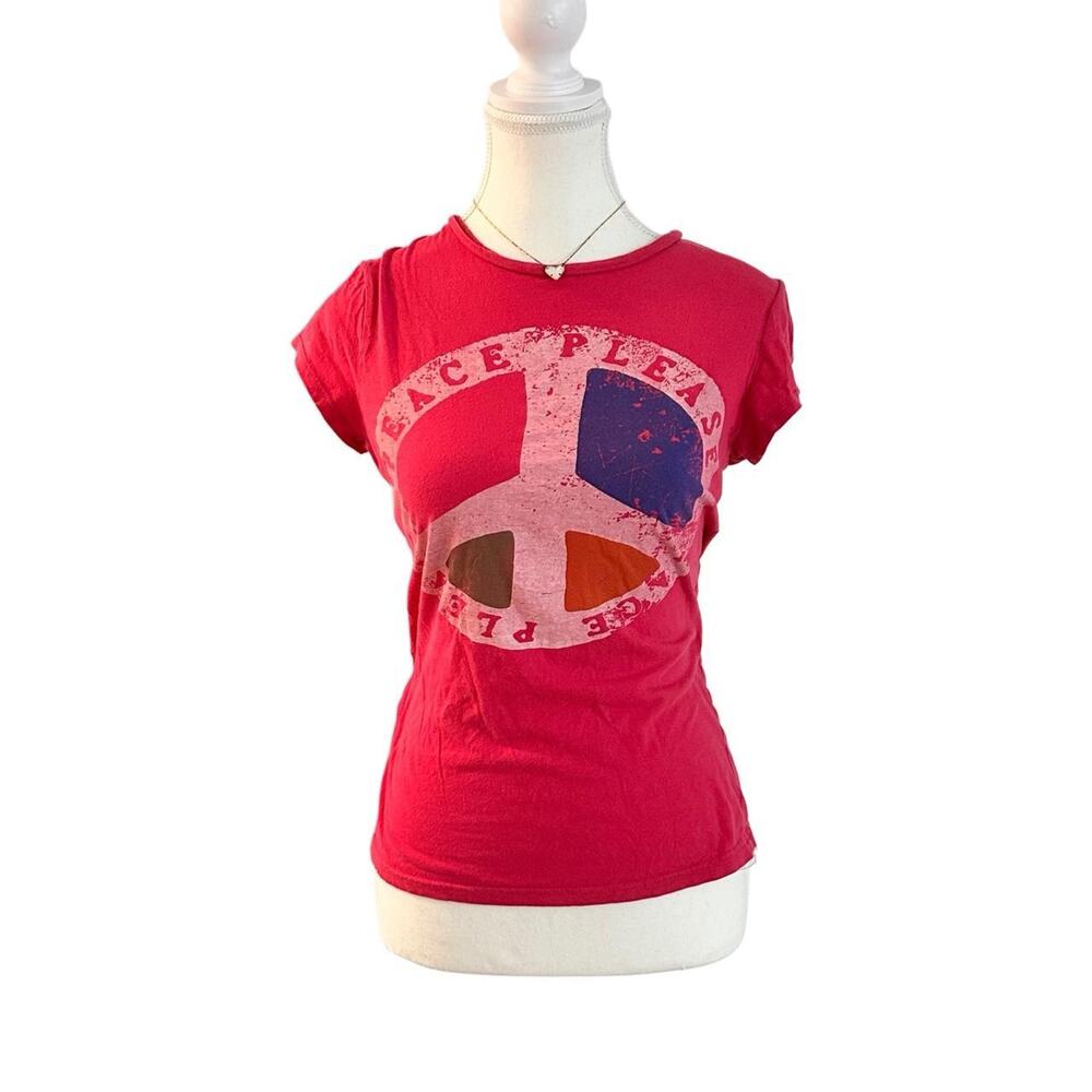 Miley Cyrus “Peace Please” Y2K Vintage Baby Tee Size Small